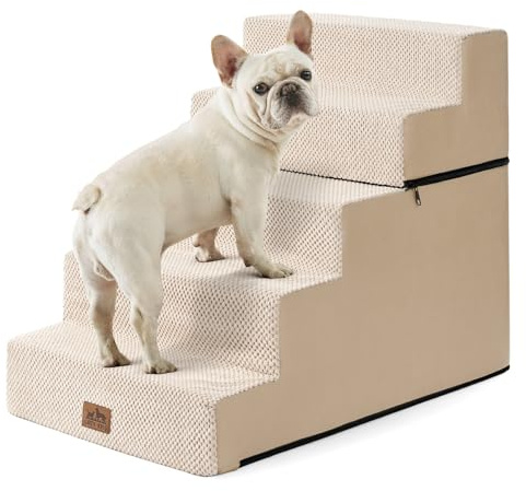 COZY KISS Escaleras para perros pequeños de 60 cm, escalones 2 en 1 para mascotas, sofá, cama, antideslizantes, para cachorros y gatos viejos, beige