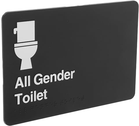 DECORNIJIA Cartello Wc Unisex con Braille in Abs Resistente all Acqua Segnaletica Toilette ad Alta Visibilità per Porte Interni ed Esterni Targhetta Bagno Inclusiva per Tutti i Generi