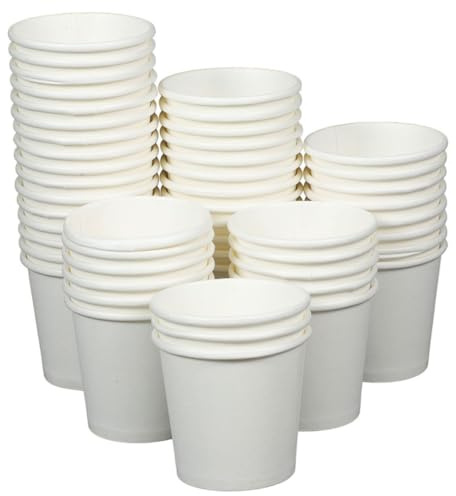 LALADEFIEE 200 Piezas Vasos de Papel Blanco para Bebidas Calientes Desechables para Espresso y Café para Oficina y Fiestas