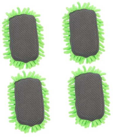 OATIPHO 4 Pieces Microfiber Whiteboard Eraser Set Green Chenille Sponge, Washable Dry Erase Board Cleaner for Classroom and Office Use