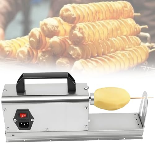 Affettatrice elettrica professionale per patate a spirale,affettatrice elettrica commerciale 3 in 1-Affettatrice a spirale Tornado da 40 W e 200 giri/min,per patatine fritte arricciate e intrecciate