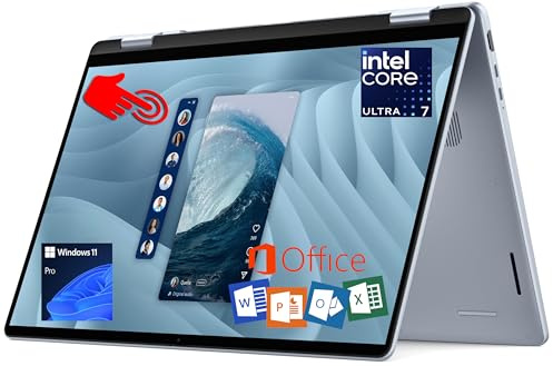 Dell 16 Plus 2-in-1 Laptop DB06250 16” 16:10 FHD+ Touch, Intel Core Ultra 7 Series 2, Copilot+, Intel Arc Graphics, 16GB RAM, 512GB SSD, Webcam, Win 11 Pro & MS Office, Blue (Renewed)