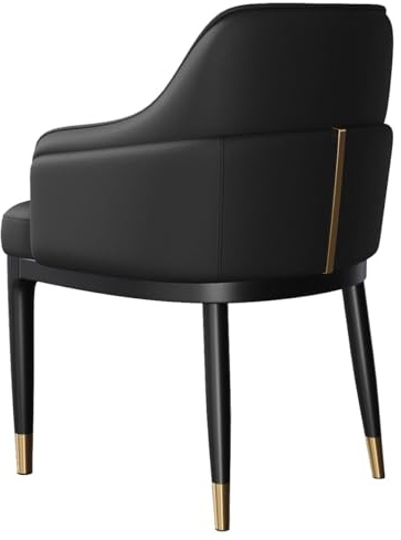 ZJYIGOWL Moderne Küchen-Esszimmerstühle Gepolsterter Wohnzimmerstuhl Mit Metallgestell Ledersessel Mit Weichem Kissen Für Küche, Schlafzimmer, Balkon(Black)