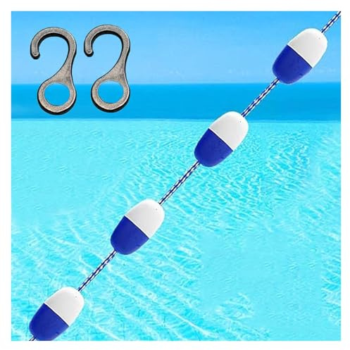 Divisori galleggianti per piscina con ganci, corda di sicurezza da 3 m per piscine e corsi d'acqua, recinzione galleggiante riutilizzabile per acque poco profonde, perfetta per l'allenamento e la
