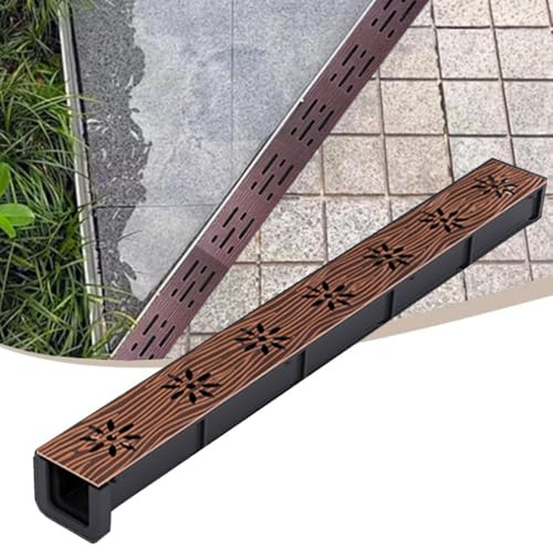 Kit di scarico a canale largo da 5,1 cm, 7,6 cm, 10,2 cm, finitura a grana di legno, scarico a forma di U, per cortile, marciapiede, piscina e cucina, scarico a pavimento della doccia giuntabile, tipo