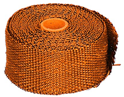 SEAFRONT Bande Thermique D'échappement, Ruban Isolant Haute Température de 5 000 Mm avec Attaches en Fibre de Verre et en Acier allié, pour Tuyau D'échappement de Voiture, Moto, (ORANGE)