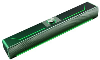 Altavoces para PC, 3 W portátil estéreo envolvente 3D Soundbar con luces LED verdes, USB Audio 2.0 Canales Altavoces Monitor para PC Desktop Laptop TV (USB)
