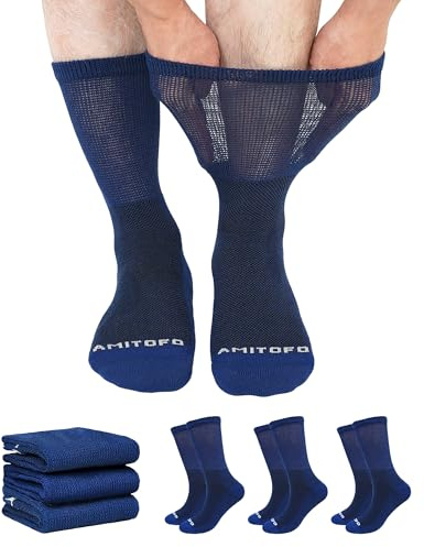 ZFSOCK Calze per Diabetici Uomo Donna: Calzini Bambù Morbidi e Traspiranti Senza Elastico e Senza Cuciture Gambaletti Extra Larghi per Piedi Gonfi Edema e Circolazione Gravidanza Anziani
