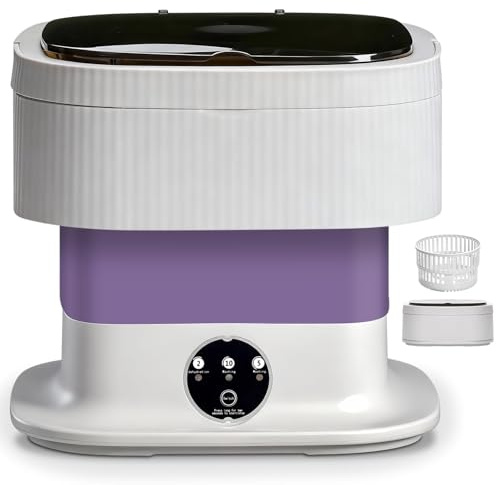Compact Washing Machine 10L, Electric Mini Washing Machine for Home, Underwear & Baby Clothes, Foldable Small Washer with Spin Basket for Apartment & Travel