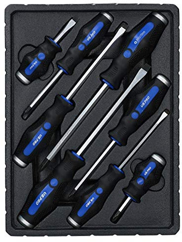 8pc Go Through Screwdriver Set Flat Bladed Headed Phillips Screws