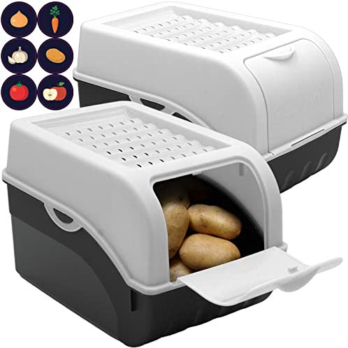 ARTECSIS Lot de 2 Boîtes de Conservation Alimentaire 5L Blanche + 6 Stickers/Fruit, Légume