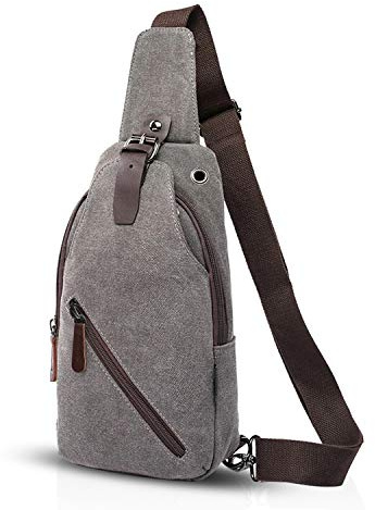 FANDARE Vintage Umhängetasche Sling Bag Schule Reisen Männer Frauen Messenger Rucksäcke Brustbeutel Sporttasche Travers Outdoor Canvas, Schwarz, L, Freizeitrucksack