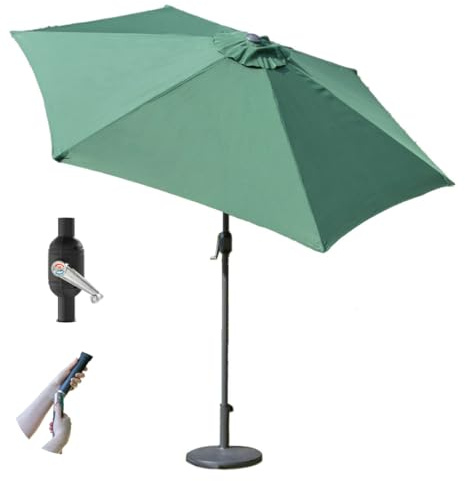 GardenKraft 14610 2.7m Garden Furniture Parasol with Winding Crank & Tilt Function, Dark Green, 270x270x240 cm