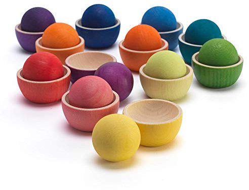 Little Star Toys Balls and Cups - 12 Piece Wooden Sorting & Stacking Toy