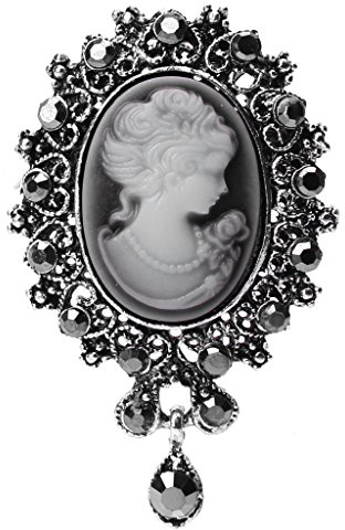 ruiruiNIE Lady Vintage Cameo viktorianischen Stil Hochzeit Frauen Anhänger Brosche Brosche Silber