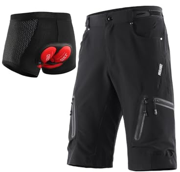 ARSUXEO Men's Cycling Shorts Loose Fit MTB Shorts Water Resistant Outdoor Sports Bottom with 7 Pockets