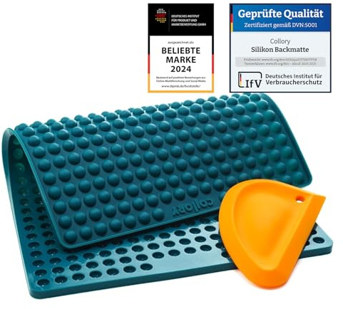 Collory® mini Halbkugel (1cm) Silikon Backmatte und Teigschaber Set zur Herstellung von Hundekekse und Hundeleckerlies DIY, Katzen Leckerli, Hitzebeständig & Antihaftend, Lebensmittelecht BPA-frei