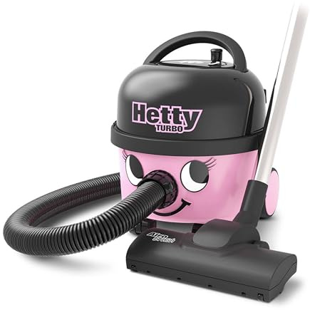Numatic Hetty Turbo Cylinder Vacuum Cleaner, Compact 160 Vacuum, TriTex filtration system with HepaFlo Bags, 10 Metre Cable, 620 W, 6L, Pink, HET160T