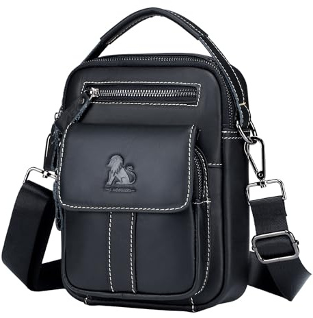BAIGIO Umhängetaschen Herren Klein Herrentasche Leder Schultertasche Ledertasche für Männer Arbeit Reise Alltagsleben