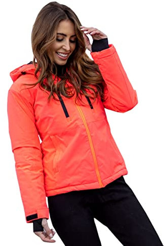 BOLF Femme Veste d'hiver pour veste de ski veste de snowboard avec fermeture a glissiere et poignets de capuche loisirs de plein air HH012 Rose-Neon S [D4D]