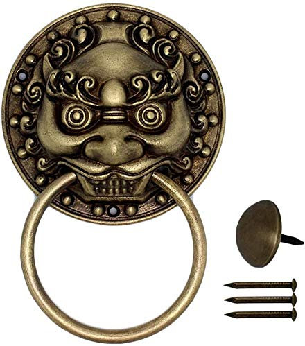 Großer Messing-Löwen-Türklopfer,Antik-Bronze-Finish-Torklopfer für Hof-Garten-Haustür,verwendet als Alternative zur Standard-Türklingel (Größe:10 cm/3,9 Zoll) (20 cm/7,8)