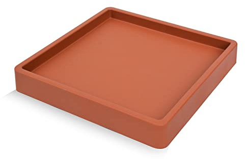 Prime Garden® CONCAVE Plateforme carrée/ronde Pflanzenroller résistant aux intempéries avec sous-plateau à roulettes, aide au transport pour plantes, rouleau pour fleurs (45 x 45 cm, terre cuite)