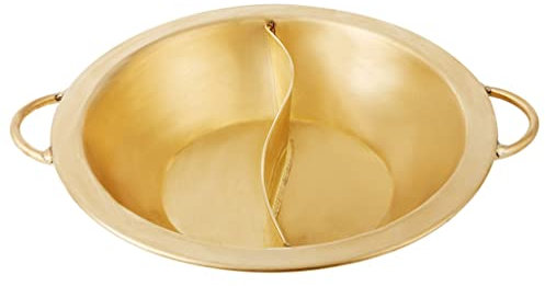 CETEOR Chafing Dishes, Messing-Induktions-Hot Pot, Mandarinenente, Kupfertopf, Doppelohr-Hot Pot, Home-Eintopf, Suppentopf, geeignet for Familienessen und Picknick im Freien(32cm)
