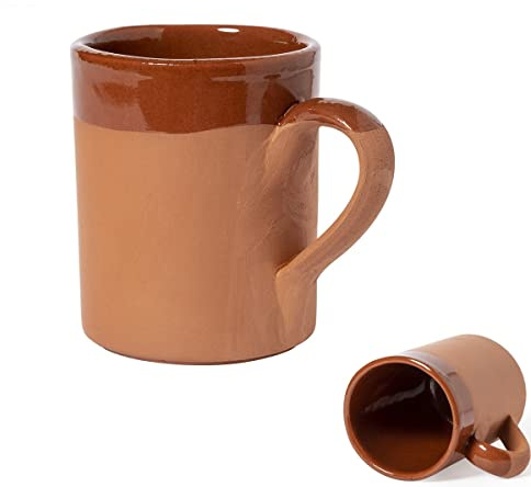 noTrash2003 Handgetöpferte Kaffeebecher aus Ton im rustikalen Look umweltfreundlich und recyclebar Made in Europe (Gerade)