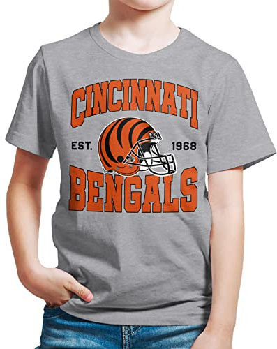 Junk Food NFL - Cincinnati Bengals - Team Helmet - Kids Short Sleeve T-Shirt for Boys and Girls - Size Small