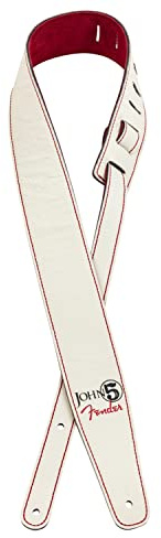 Fender John 5 Leather Strap Leather Guitar Strap (Red and White)