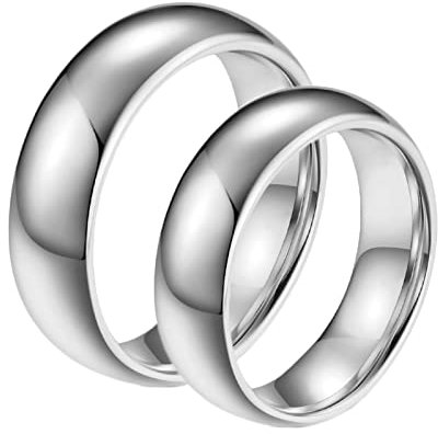BCughia Freundschaftsringe Beste Freundinnen, Paar Ringe Silber Wolframcarbid Polierter Silberring 8mm Damengröße 54(17.2), Herrengröße 62(19.7)