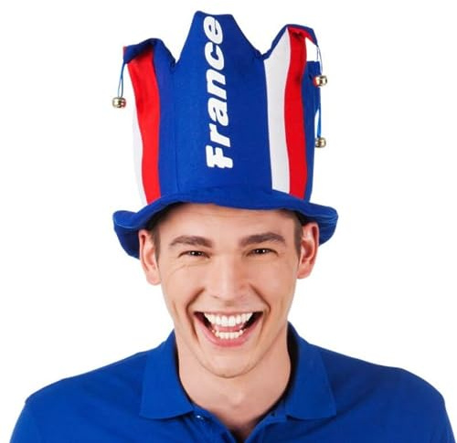 SPARKLERS CLUB Chapeau Clochettes Tricolore Bleu Blanc Rouge Tissu France | Tissu Polyester, Clochettes Sonores, Bleu Blanc Rouge, Tour de Tête Ajustable, Léger, Fabriqué en France, Lavable