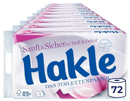 Hakle SANFT & SICHER Toilettenpapier – 72 Rollen, Die Sanfte, Duftende Pflege für Wohlbefinden und Eleganz