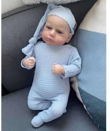 Lonian 50 cm Neugeborenes Baby echte Soft-Touch-Kunst-Reborn-Puppe zum Sammeln mit handgezeichneter Haarpuppe (Augen auf)