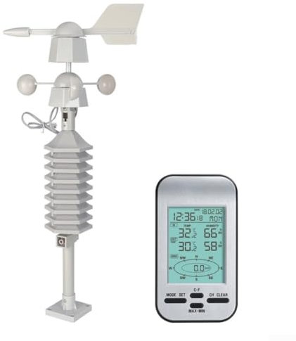 Digital Wireless Weather Meter Small Weather Station 433MHz Wireless Anemometer, Wireless Weather Meter Weather Forecaster