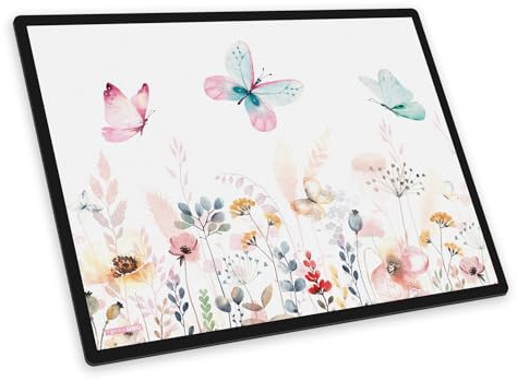 itenga Schreibunterlage – Schreibtischunterlage mit Schmetterling-Motiv, abwischbar & rutschfest, glatte Oberfläche, 40x53 cm – für Kinder & Erwachsene (Motiv Schmetterling)