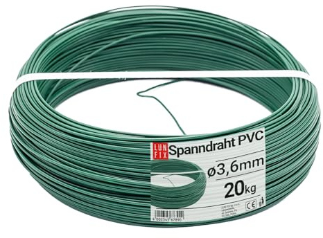 LUN FIX Spanndraht 3,6mm ca. 450m 20 Kg Gartendraht Weidedraht Bindedraht | Zaun Draht für Maschendrahtzaun Montagedraht Rolle Wildzaun Gartenzaun