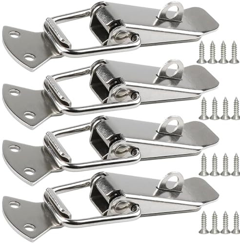 Litensh 4pcs fermoirs de tension en acier inoxydable avec trou pour cadenas, fermoir à levier, loquet à bascule à ressort, fermeture de boîte, verrou pour boîte à outils, fermeture à levier