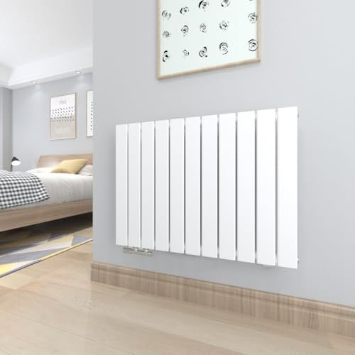 T&K Radiatore piatto, 630 x 847 mm, bianco, design monostrato, termosifone orizzontale, moderno, radiatore da bagno, per collegamento laterale