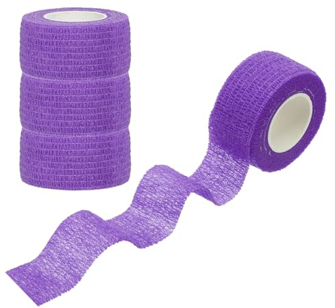 PATIKIL Sport Selbstklebendes Band, 4er Pack 2 X 5 Yards Verband Wrap Atmungsaktives Elastisches Band Verhindert Fingerreibung für Golf Baseball Volleyball, Lila