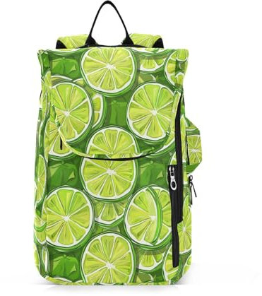 Amooorous Tennisschlägerball-Rucksack, niedlich, robust, grüne Limettenscheiben, 2 Schläger, gepolsterte Tennistasche, Turnbeutel für Damen und Herren