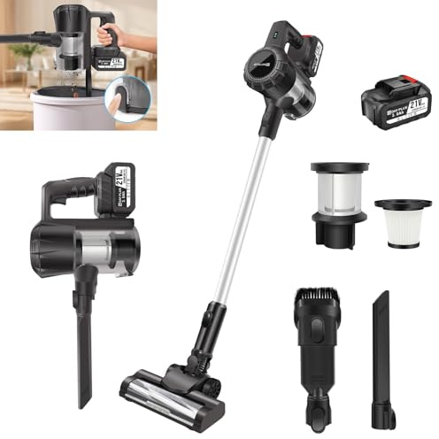 Bowose Aspirateur à main puissant avec batterie et filtre, aspirateur à main léger avec lumière LED et support mural, aspirateur sans fil pour sols en bois dur, tapis, canapé, poils d'animaux