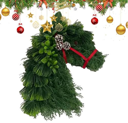 Pferdekopfkranz, Pferdekranz | Türkranz Pferdekopf Weihnachten | Haustürkränze, Weihnachtskranz Außen, Weihnachtsgrün, Saisonale Dekorationen für Nr