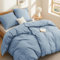 BEDSURE Ropa de cama de 135 x 200 cm, algodón de 4 piezas, juego de ropa de cama de color azul grisáceo, funda nórdica de 2 unidades con 2 fundas de almohada de 80 x 80 cm, Öko-Tex, color azul con
