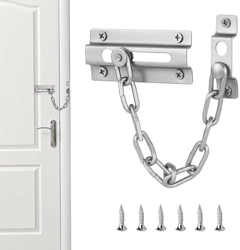 Door Chain, Stainless Steel Door Security Chain Internal Door Lock, Bedroom Door Lock, Door Chains for Front Door Hotel Home Living Apartment Bedroom, Easy to Install with Complete Installation Kit