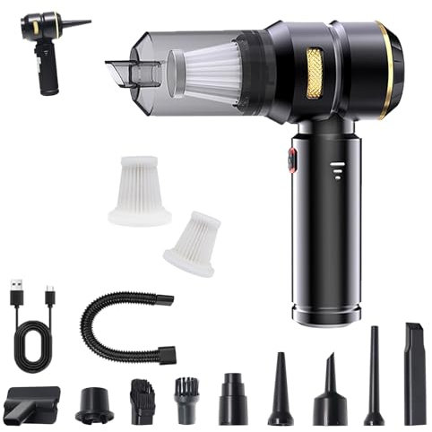 Ousmile Aspirapolvere Auto, 18000Pa Aspirapolvere Senza Fili Potente, 4-in-1 Mini Aspirapolvere Portatile 3 Velocità con Filtro HEPA Lavabile, Aspirapolvere per Auto, Casa, Cucina, Pelletteria (Nero)