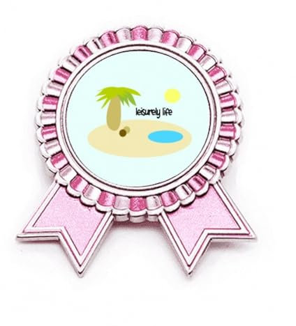 Islet Island Freizeit-Brosche, Art-Deco, Mode, Anstecknadel, Pink, Gewinner Award Medaille, M, Metall
