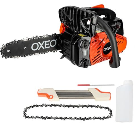 Tronçonneuse élagueuse thermique - Cylindrée 25,4cm³ - Guide chaine 10 pouces 25,4cm - 2 chaînes - Porte lime 2en1