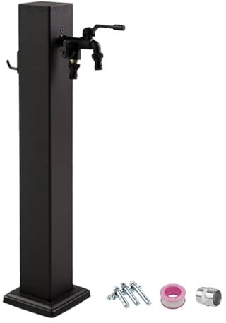 YZWZZXC Fontana da Giardino Esterno Fontanella a Colonna in Acciaio Inox con Porta Tubo Rubinetto a Doppia Uscita Antideflagrante e Anti-crepa per Fattoria Pascolo(60cm/24in)