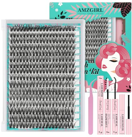 Natura Kit Ciglia Extension Ciuffetti Ciglia Finte Kit 320 pezzi 50D D Curl Ciglia Finte Lash Clusters Lash Bond e Seal,Glue Remover Pinzette Lash Applicator Tool（D-mix8-18mm Kit）